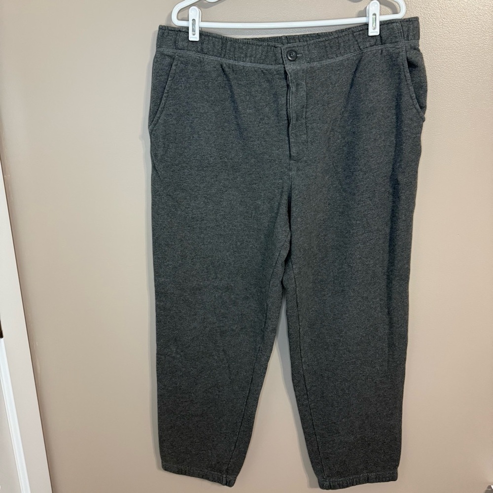 L.L.Bean Charcoal Gray Sweatpants Joggers Zipper Elastic Lounge Pockets‎ Mens XL